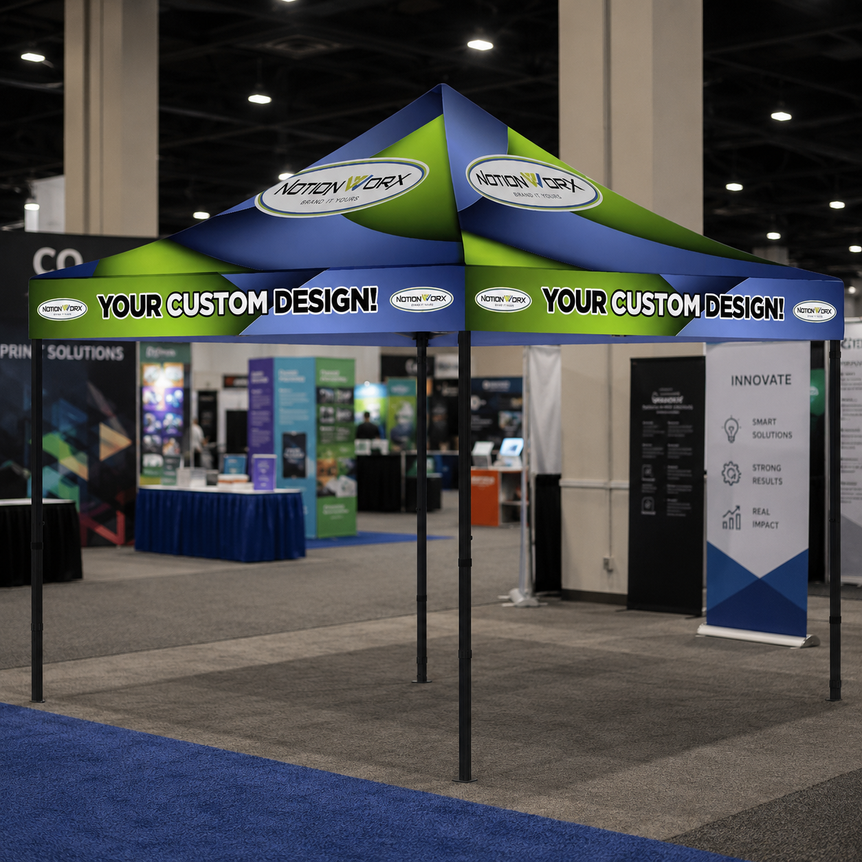 PACKAGE #1 -B ~ Premium 10x10 Custom Canopy Tent – Frame of Choice (HEX Aluminum or Steel) (Black) & 17" Valance (Dye-Sublimation Printing)