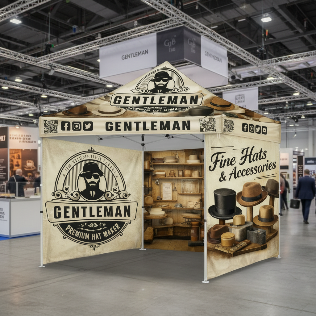 Premium 10x10 Custom Canopy Tent – Frame of Choice (HEX Aluminum or Steel)(Silver) with Three Full Walls & 17" Valance (Dye-Sublimation Printing)