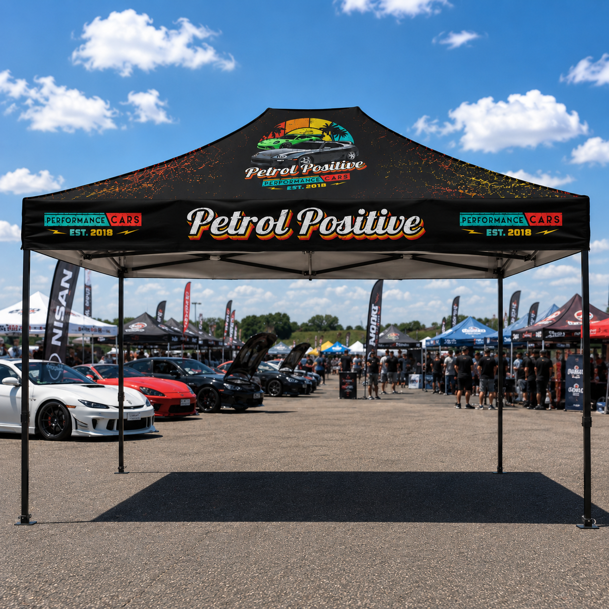 Premium 10x15 Custom Canopy Tent – HEX Aluminum Frame (Black) & 17" Valance (Dye-Sublimation Printing)