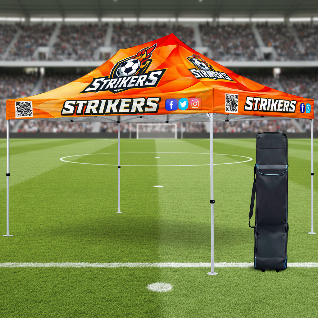 Premium 10x15 Custom Canopy Tent – HEX Aluminum Frame (Silver) & 17" Valance (Dye-Sublimation Printing)