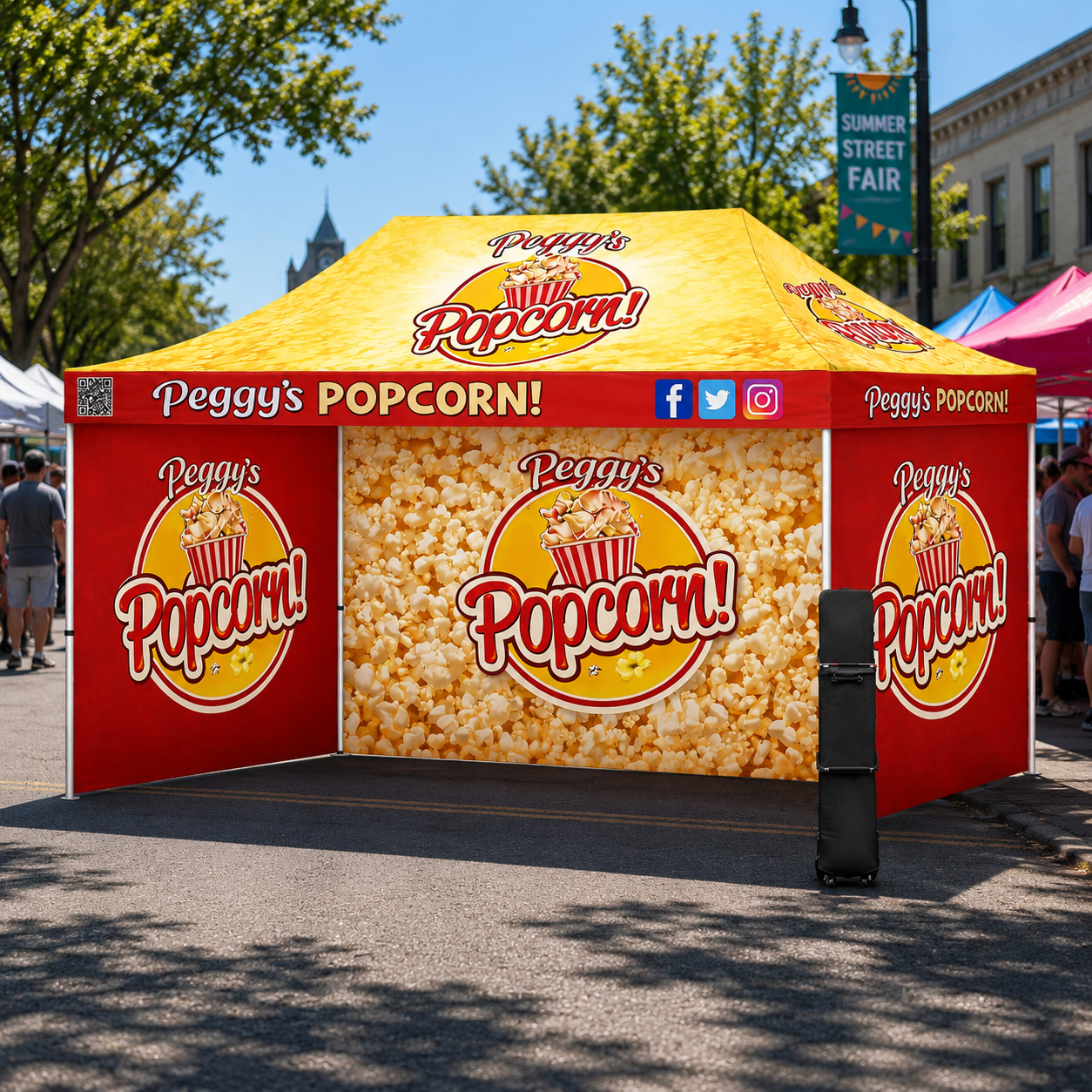 Premium 10x20 Custom Canopy Tent – HEX Aluminum Frame (Silver) with Three Full Walls & 17" Valance (Dye-Sublimation Printing)