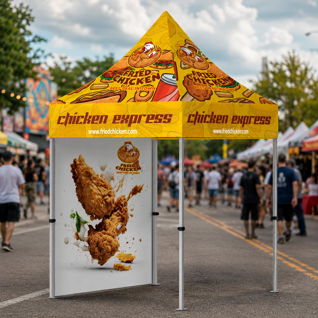 5x5 Custom Canopy Tent – Steel Frame with Full Back Wall & Logo Printing