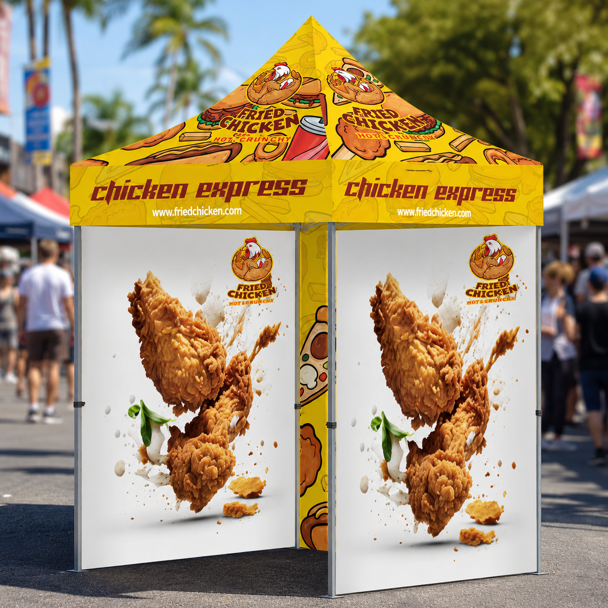 5x5 Custom Canopy Tent – Steel Frame with Three Full Walls & Logo Printing
