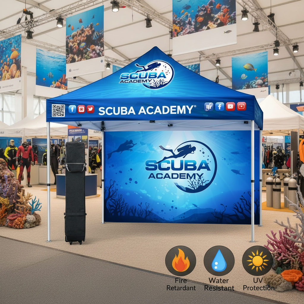 PACKAGE #2 ~ Premium 10x10 Custom Canopy Tent – Frame of Choice (HEX Aluminum or Steel) (Silver) with Full Back Wall & 17" Valance (Dye-Sublimation Printing)