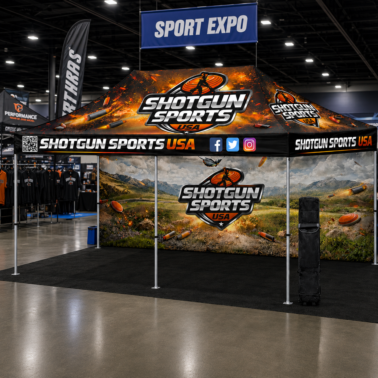 Premium 10x20 Custom Canopy Tent – HEX Aluminum Frame (Silver) with Full Back Wall & 17" Valance (Dye-Sublimation Printing)